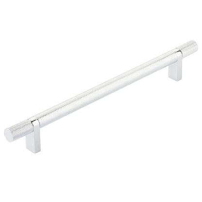 Emtek - Select Bar Cabinet Pull 8 Inch C-C, Rectangular Bar Stem, Knurled Bar