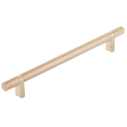 Emtek - Select Bar Cabinet Pull 8 Inch C-C, Rectangular Bar Stem, Knurled Bar