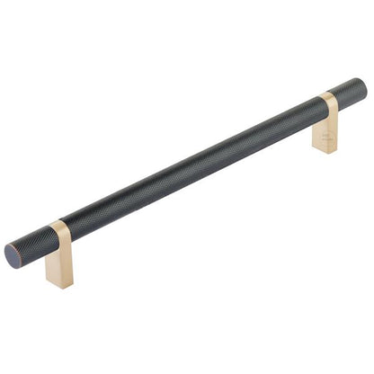 Emtek - Select Bar Cabinet Pull 8 Inch C-C, Rectangular Bar Stem, Knurled Bar