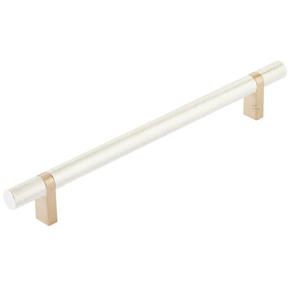Emtek - Select Bar Cabinet Pull 8 Inch C-C, Rectangular Bar Stem, Knurled Bar