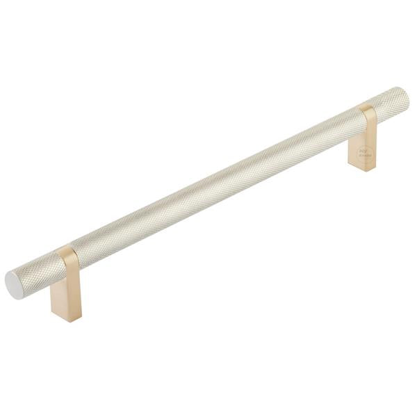 Emtek - Select Bar Cabinet Pull 8 Inch C-C, Rectangular Bar Stem, Knurled Bar