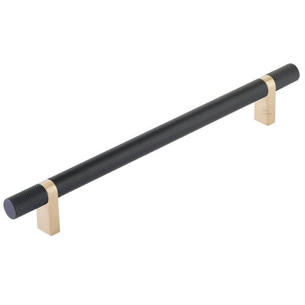 Emtek - Select Bar Cabinet Pull 8 Inch C-C, Rectangular Bar Stem, Knurled Bar