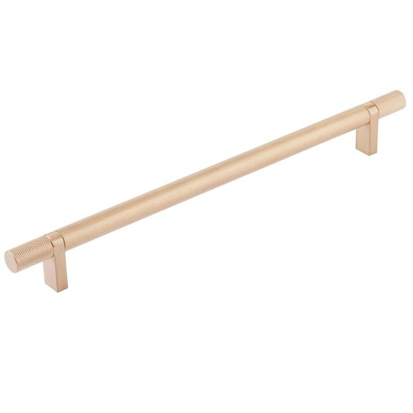 Emtek - Select Bar Cabinet Pull 10 Inch C-C, Rectangular Bar Stem, Knurled Bar