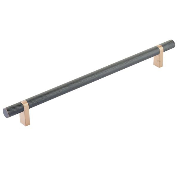 Emtek - Select Bar Cabinet Pull 10 Inch C-C, Rectangular Bar Stem, Knurled Bar