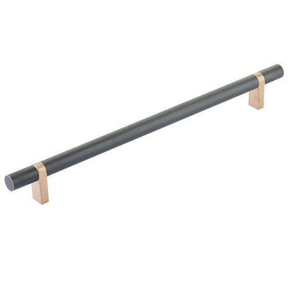 Emtek - Select Bar Cabinet Pull 10 Inch C-C, Rectangular Bar Stem, Knurled Bar