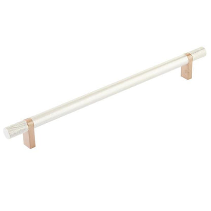 Emtek - Select Bar Cabinet Pull 10 Inch C-C, Rectangular Bar Stem, Knurled Bar