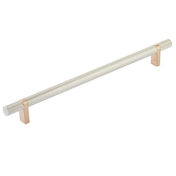 Emtek - Select Bar Cabinet Pull 10 Inch C-C, Rectangular Bar Stem, Knurled Bar