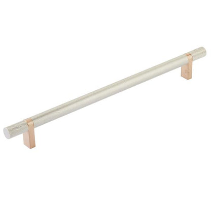 Emtek - Select Bar Cabinet Pull 10 Inch C-C, Rectangular Bar Stem, Knurled Bar