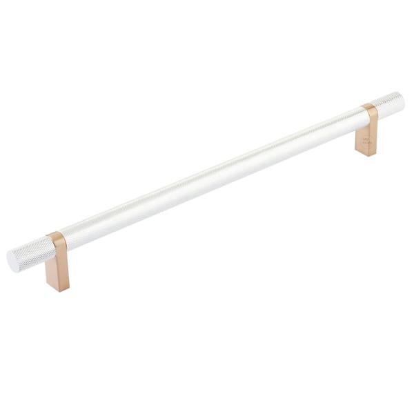 Emtek - Select Bar Cabinet Pull 10 Inch C-C, Rectangular Bar Stem, Knurled Bar