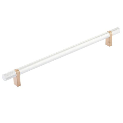 Emtek - Select Bar Cabinet Pull 10 Inch C-C, Rectangular Bar Stem, Knurled Bar