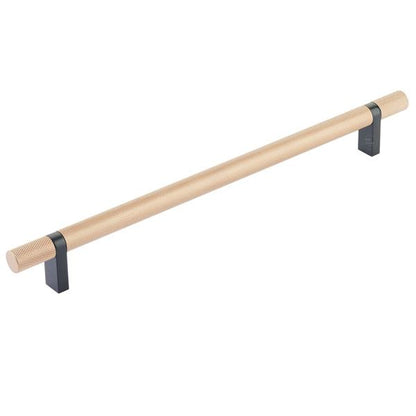 Emtek - Select Bar Cabinet Pull 10 Inch C-C, Rectangular Bar Stem, Knurled Bar