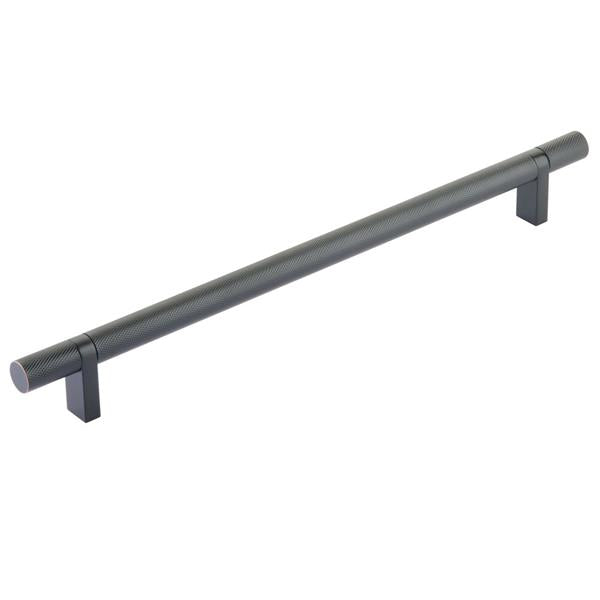 Emtek - Select Bar Cabinet Pull 10 Inch C-C, Rectangular Bar Stem, Knurled Bar