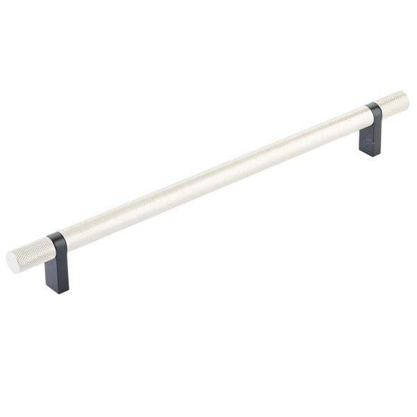 Emtek - Select Bar Cabinet Pull 10 Inch C-C, Rectangular Bar Stem, Knurled Bar