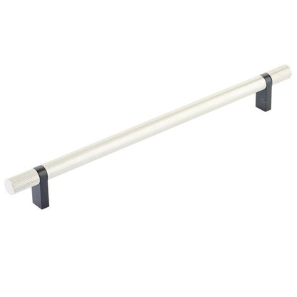 Emtek - Select Bar Cabinet Pull 10 Inch C-C, Rectangular Bar Stem, Knurled Bar