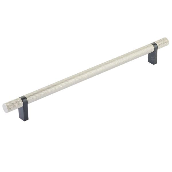 Emtek - Select Bar Cabinet Pull 10 Inch C-C, Rectangular Bar Stem, Knurled Bar