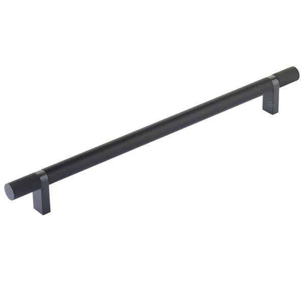 Emtek - Select Bar Cabinet Pull 10 Inch C-C, Rectangular Bar Stem, Knurled Bar