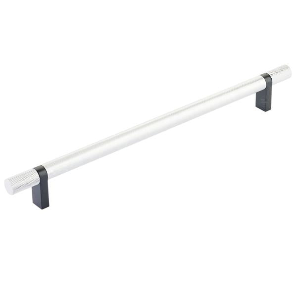 Emtek - Select Bar Cabinet Pull 10 Inch C-C, Rectangular Bar Stem, Knurled Bar