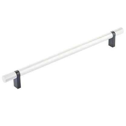 Emtek - Select Bar Cabinet Pull 10 Inch C-C, Rectangular Bar Stem, Knurled Bar