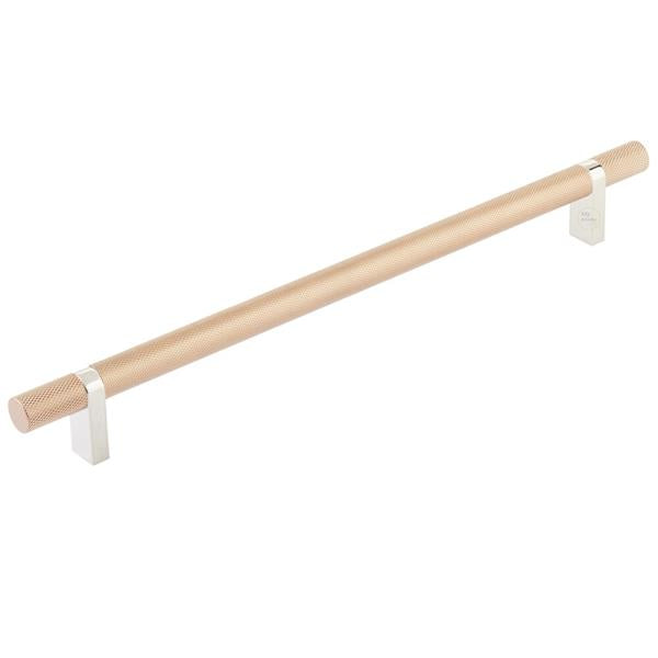 Emtek - Select Bar Cabinet Pull 10 Inch C-C, Rectangular Bar Stem, Knurled Bar