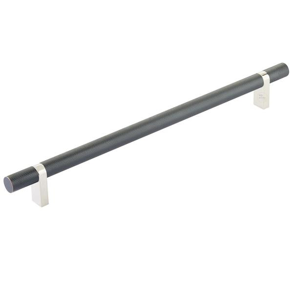 Emtek - Select Bar Cabinet Pull 10 Inch C-C, Rectangular Bar Stem, Knurled Bar