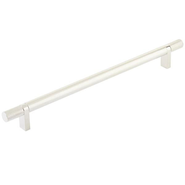 Emtek - Select Bar Cabinet Pull 10 Inch C-C, Rectangular Bar Stem, Knurled Bar