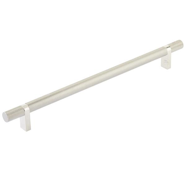 Emtek - Select Bar Cabinet Pull 10 Inch C-C, Rectangular Bar Stem, Knurled Bar