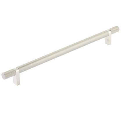 Emtek - Select Bar Cabinet Pull 10 Inch C-C, Rectangular Bar Stem, Knurled Bar
