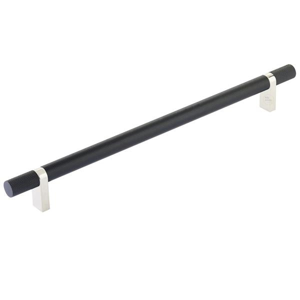 Emtek - Select Bar Cabinet Pull 10 Inch C-C, Rectangular Bar Stem, Knurled Bar
