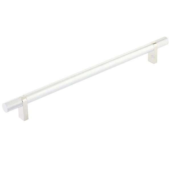 Emtek - Select Bar Cabinet Pull 10 Inch C-C, Rectangular Bar Stem, Knurled Bar