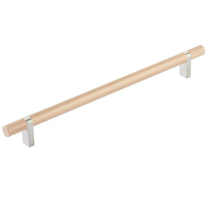 Emtek - Select Bar Cabinet Pull 10 Inch C-C, Rectangular Bar Stem, Knurled Bar