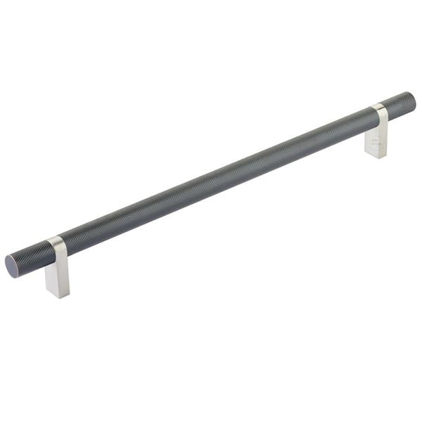 Emtek - Select Bar Cabinet Pull 10 Inch C-C, Rectangular Bar Stem, Knurled Bar