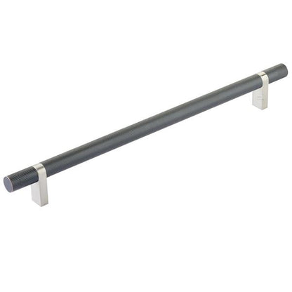 Emtek - Select Bar Cabinet Pull 10 Inch C-C, Rectangular Bar Stem, Knurled Bar