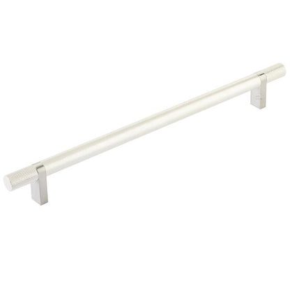 Emtek - Select Bar Cabinet Pull 10 Inch C-C, Rectangular Bar Stem, Knurled Bar