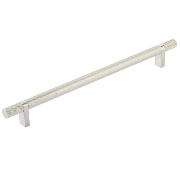 Emtek - Select Bar Cabinet Pull 10 Inch C-C, Rectangular Bar Stem, Knurled Bar
