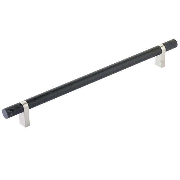 Emtek - Select Bar Cabinet Pull 10 Inch C-C, Rectangular Bar Stem, Knurled Bar