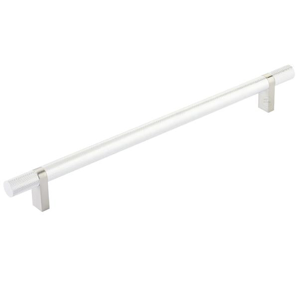 Emtek - Select Bar Cabinet Pull 10 Inch C-C, Rectangular Bar Stem, Knurled Bar