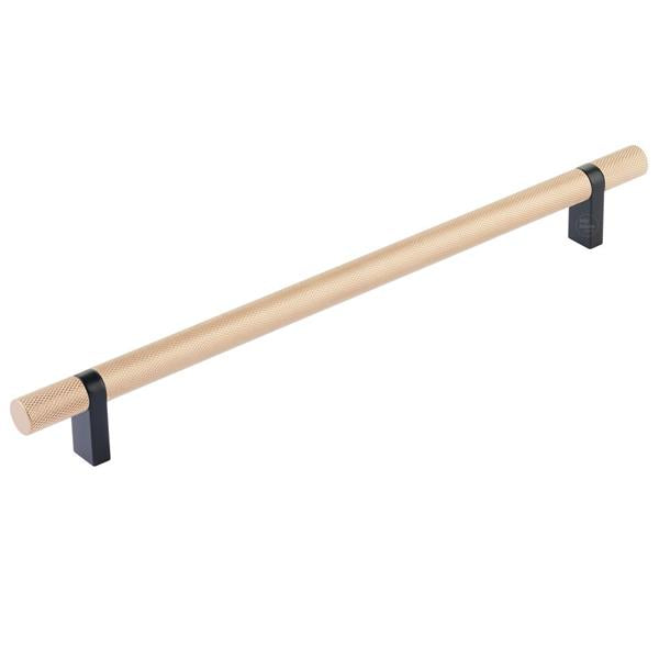 Emtek - Select Bar Cabinet Pull 10 Inch C-C, Rectangular Bar Stem, Knurled Bar