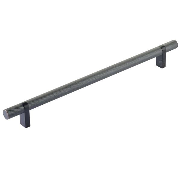 Emtek - Select Bar Cabinet Pull 10 Inch C-C, Rectangular Bar Stem, Knurled Bar