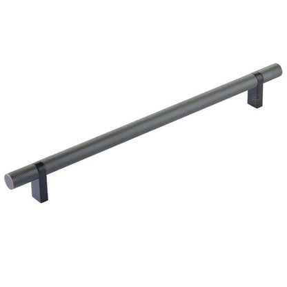 Emtek - Select Bar Cabinet Pull 10 Inch C-C, Rectangular Bar Stem, Knurled Bar