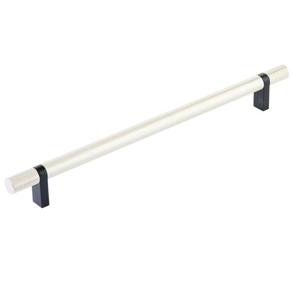 Emtek - Select Bar Cabinet Pull 10 Inch C-C, Rectangular Bar Stem, Knurled Bar
