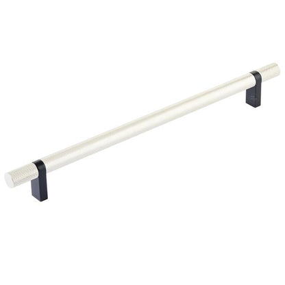 Emtek - Select Bar Cabinet Pull 10 Inch C-C, Rectangular Bar Stem, Knurled Bar