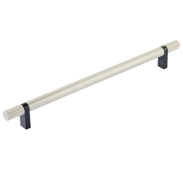 Emtek - Select Bar Cabinet Pull 10 Inch C-C, Rectangular Bar Stem, Knurled Bar