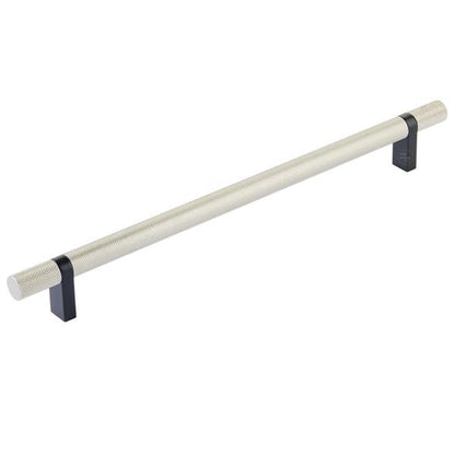 Emtek - Select Bar Cabinet Pull 10 Inch C-C, Rectangular Bar Stem, Knurled Bar