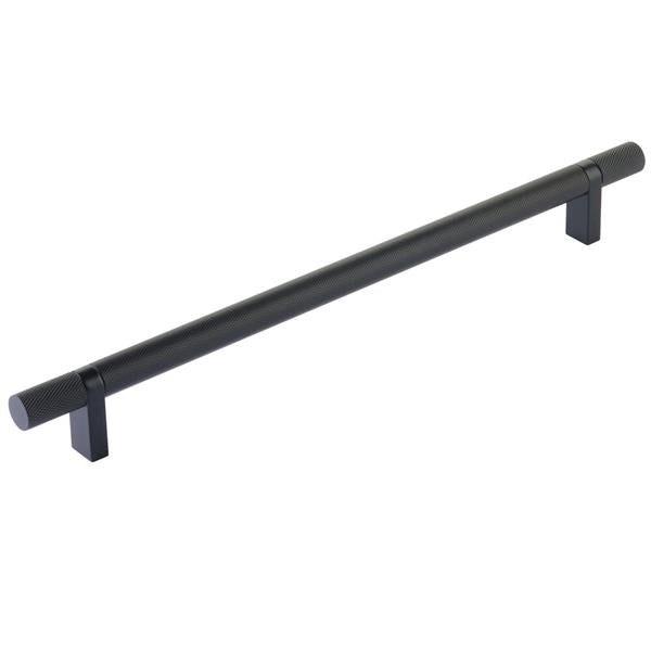 Emtek - Select Bar Cabinet Pull 10 Inch C-C, Rectangular Bar Stem, Knurled Bar