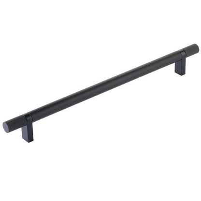 Emtek - Select Bar Cabinet Pull 10 Inch C-C, Rectangular Bar Stem, Knurled Bar