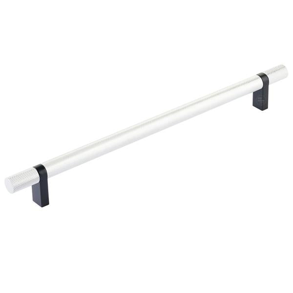 Emtek - Select Bar Cabinet Pull 10 Inch C-C, Rectangular Bar Stem, Knurled Bar