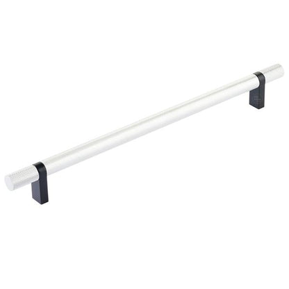 Emtek - Select Bar Cabinet Pull 10 Inch C-C, Rectangular Bar Stem, Knurled Bar
