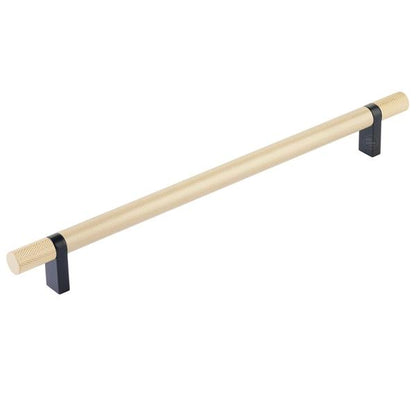 Emtek - Select Bar Cabinet Pull 10 Inch C-C, Rectangular Bar Stem, Knurled Bar