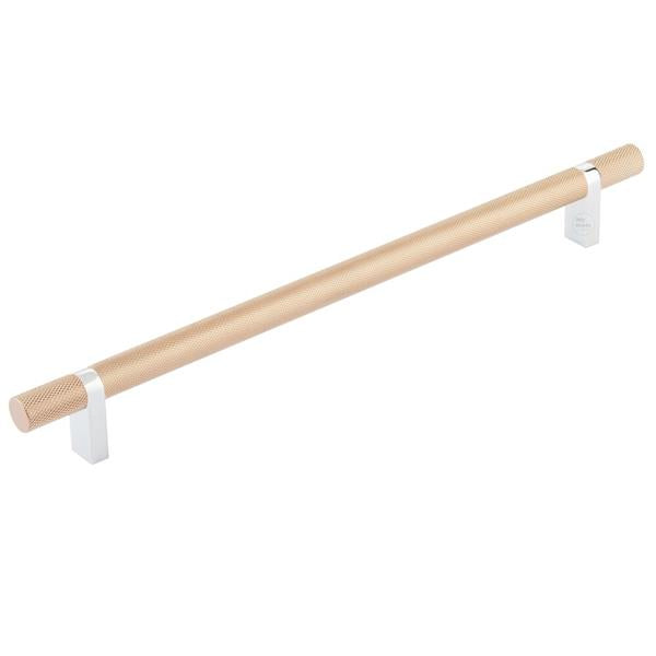 Emtek - Select Bar Cabinet Pull 10 Inch C-C, Rectangular Bar Stem, Knurled Bar