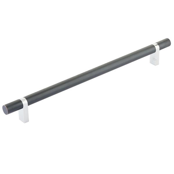 Emtek - Select Bar Cabinet Pull 10 Inch C-C, Rectangular Bar Stem, Knurled Bar